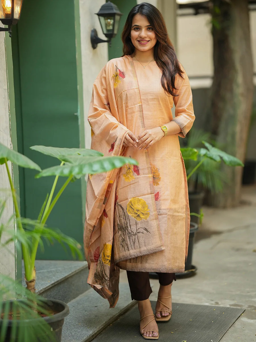 Eva Kurti & Dupatta Set - Orange