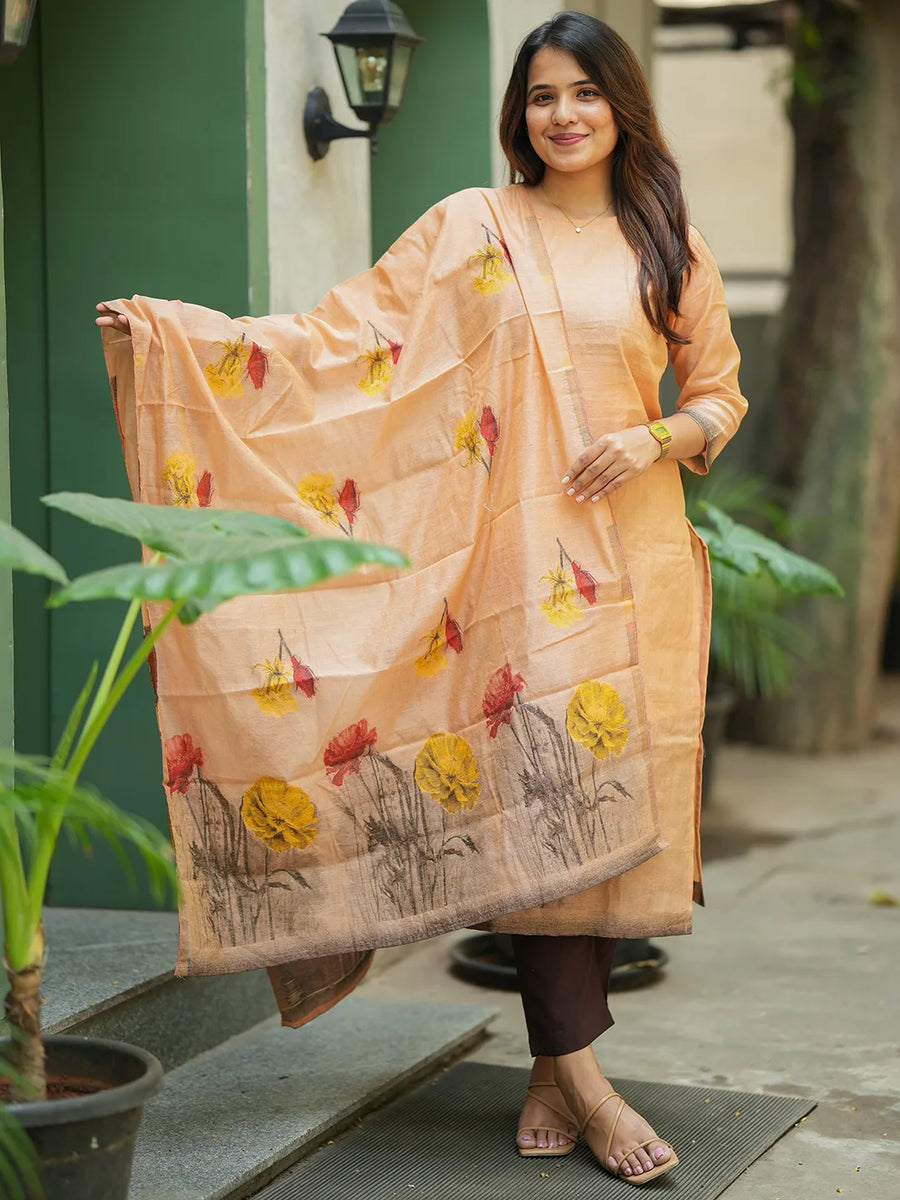 Eva Kurti & Dupatta Set - Orange