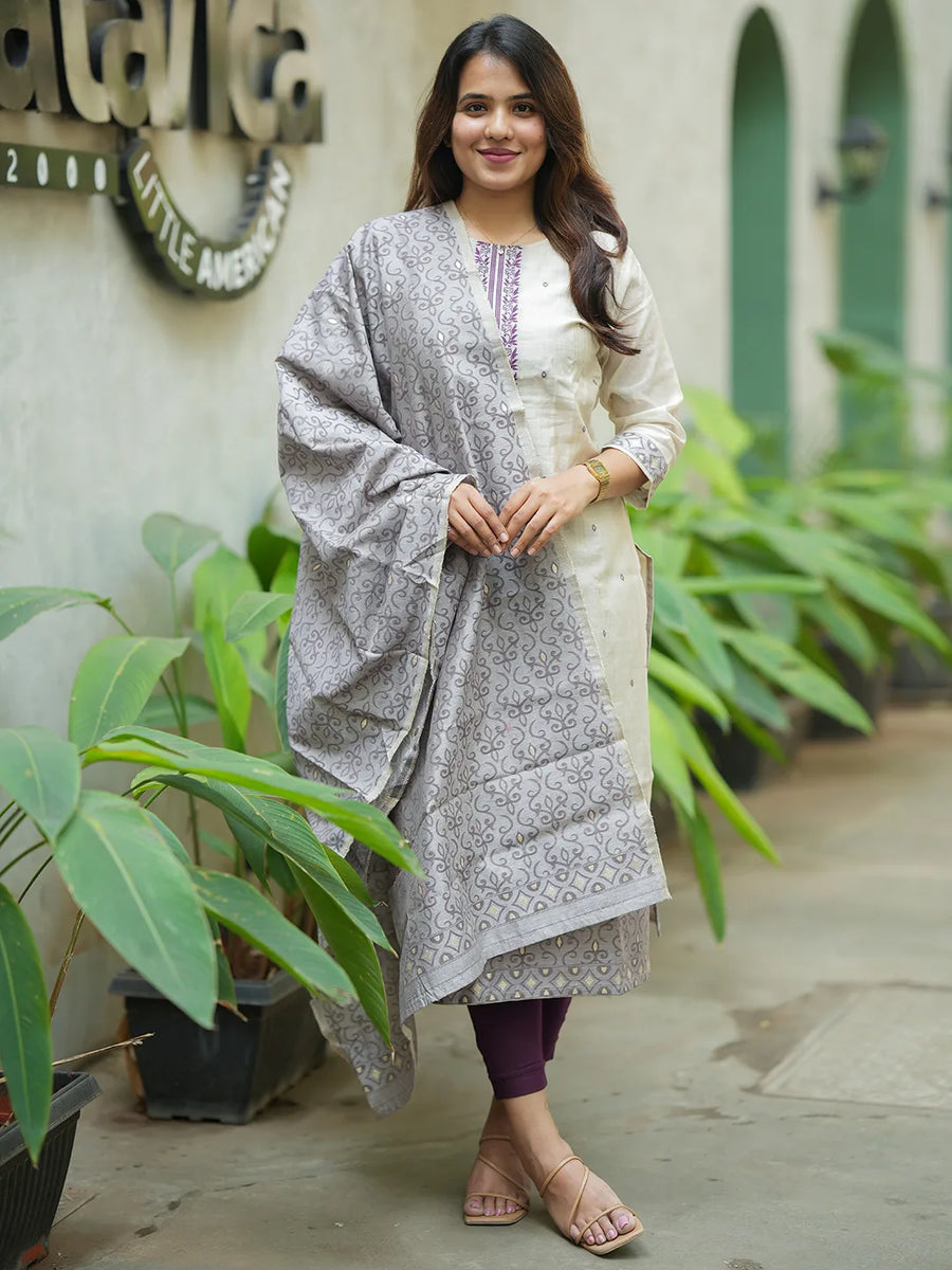 Pushpa Kurti & Dupatta Set - Purple