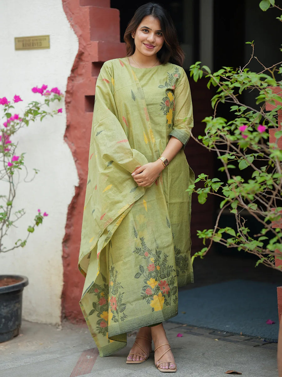 Tara Kurti & Dupatta Set - Mehendi