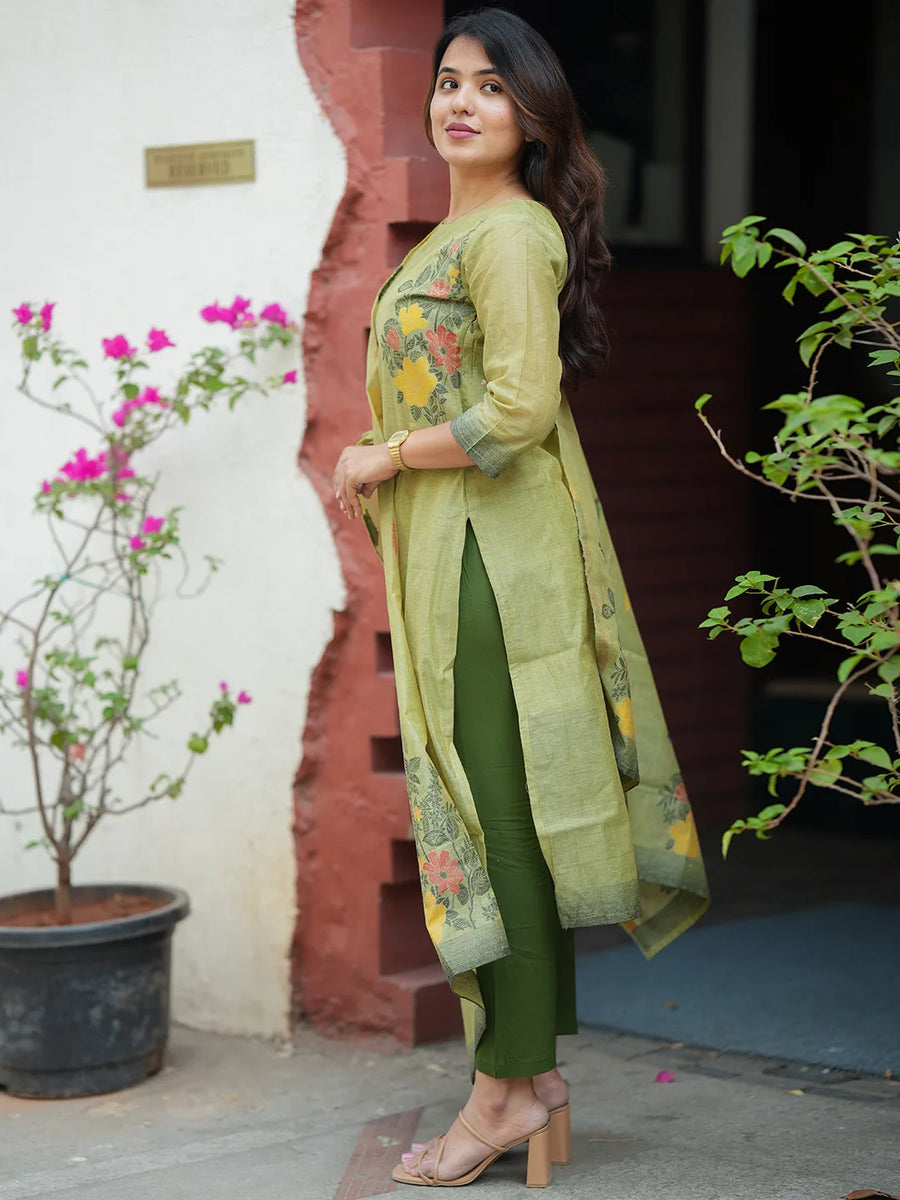 Tara Kurti & Dupatta Set - Mehendi