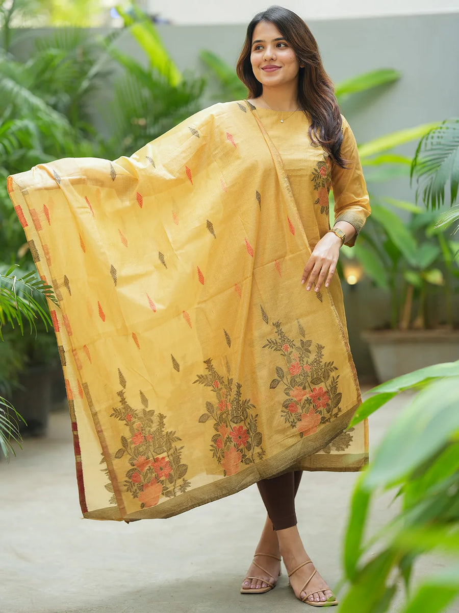 Tara Kurti & Dupatta Set - Mustard