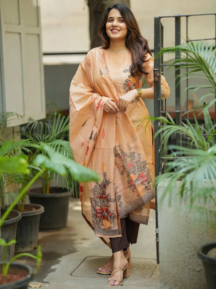 Tara Kurti & Dupatta Set - Orange